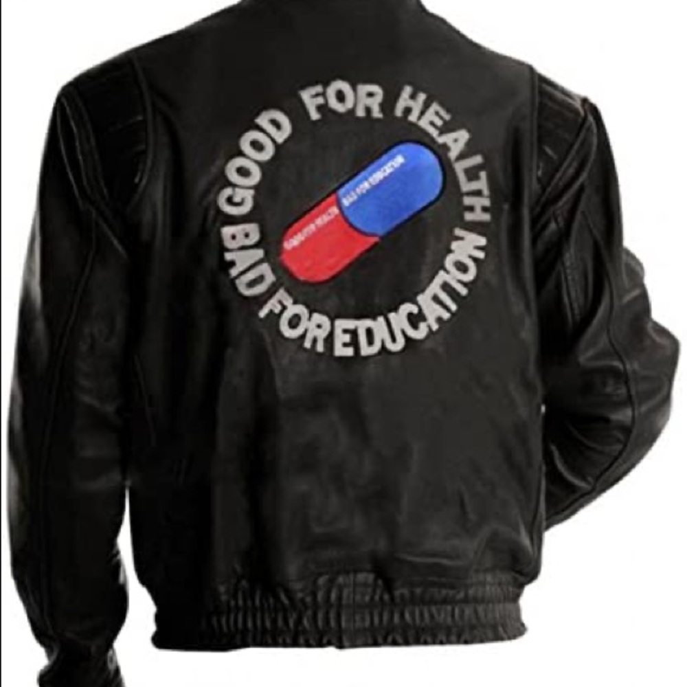 🆕Mens Akira Shotaro Kaneda Capsule Logo Pill Bomber Leather Black Jacket💊🖤🧥